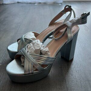 Blue and Silver Platform Heel
